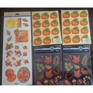 Stickers Recollections Multicolored Fall Pumpkin Leaf Dimensional Scrapbook 5pk